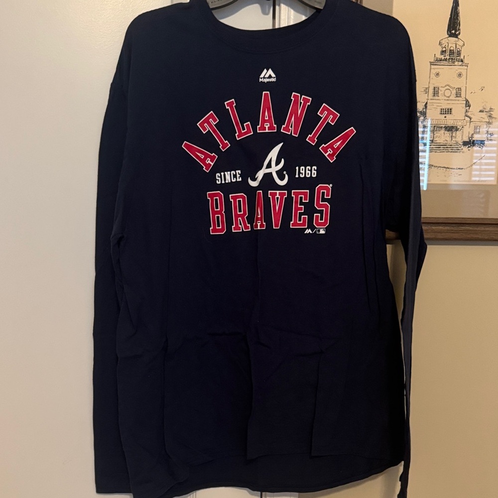 Atlanta Braves Adult Long Sleeve Shirt - Navy